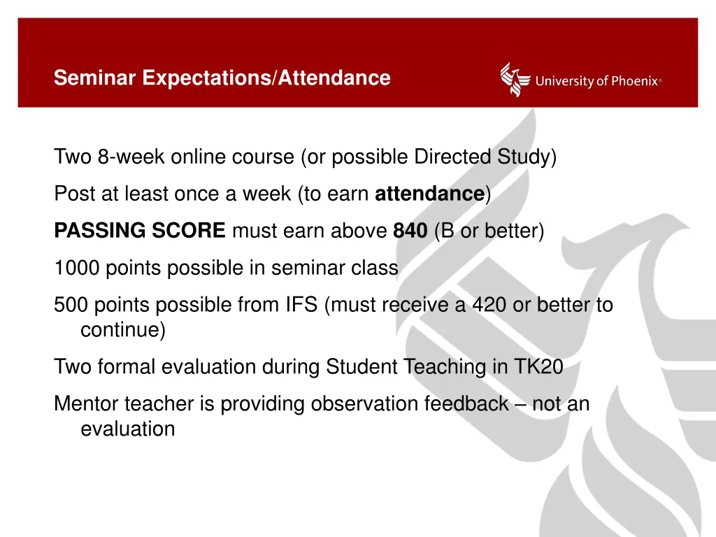 seminar expectations attendance