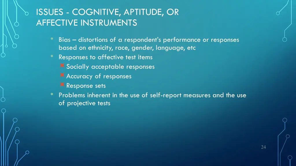 issues cognitive aptitude or affective instruments