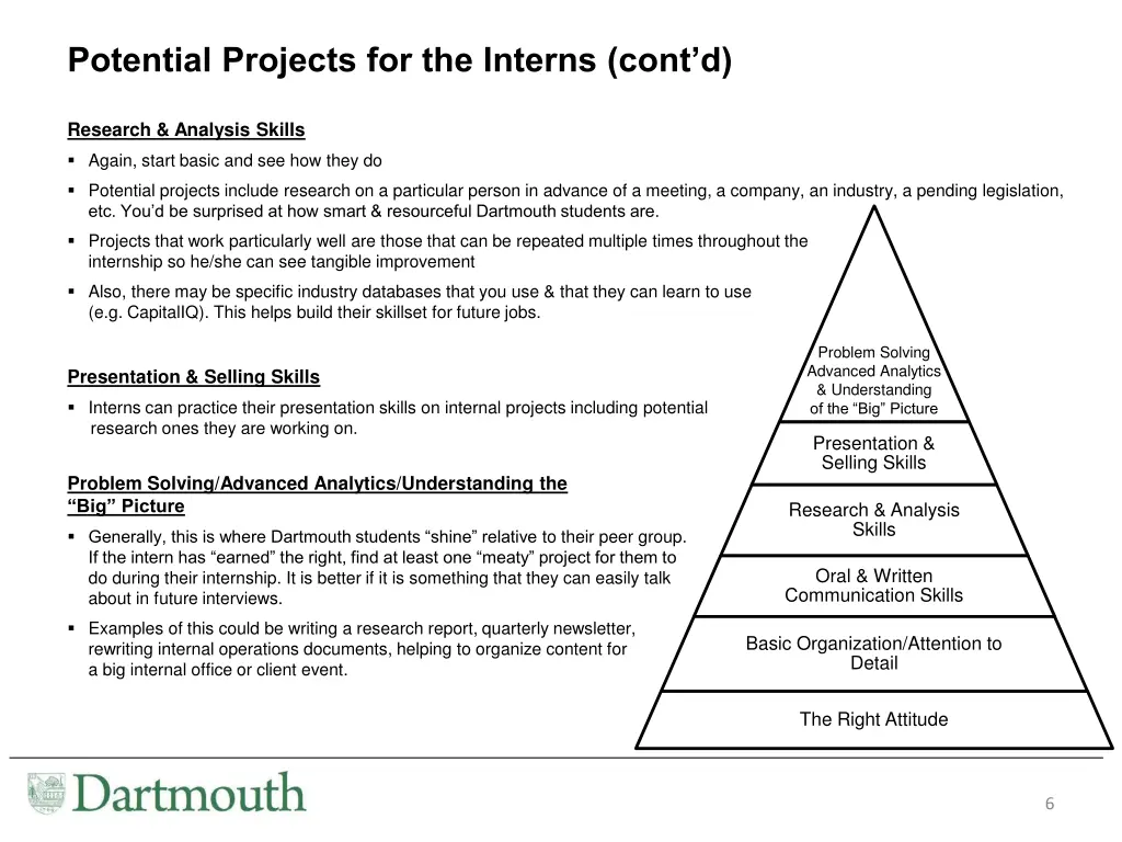 potential projects for the interns cont d