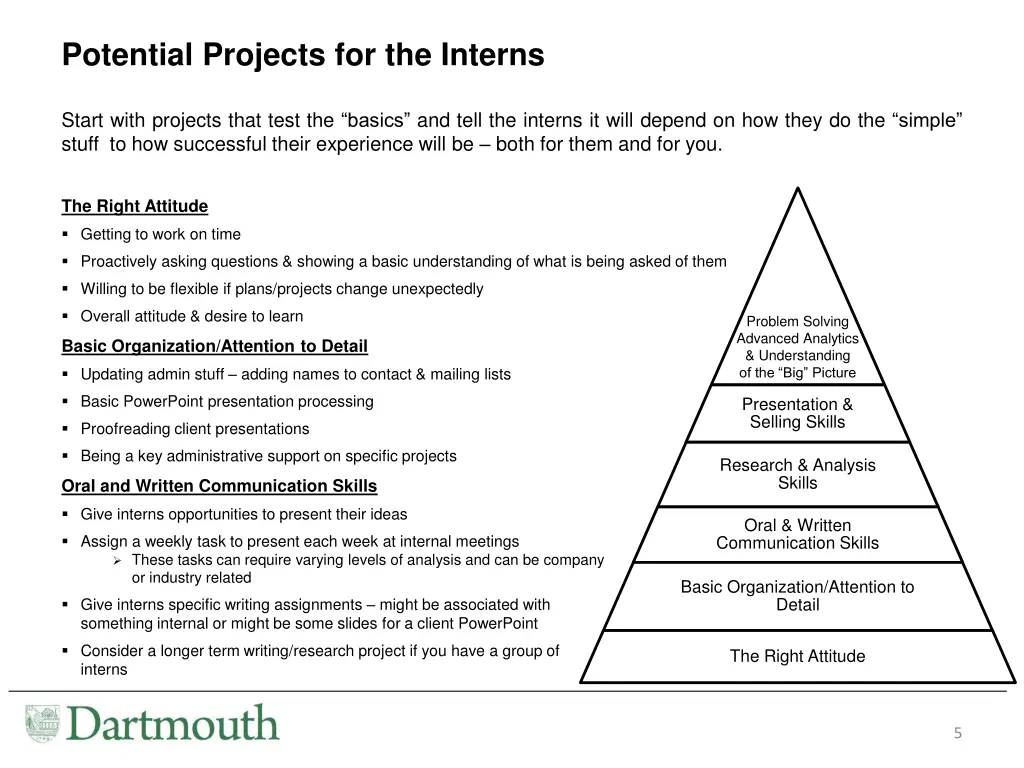 potential projects for the interns