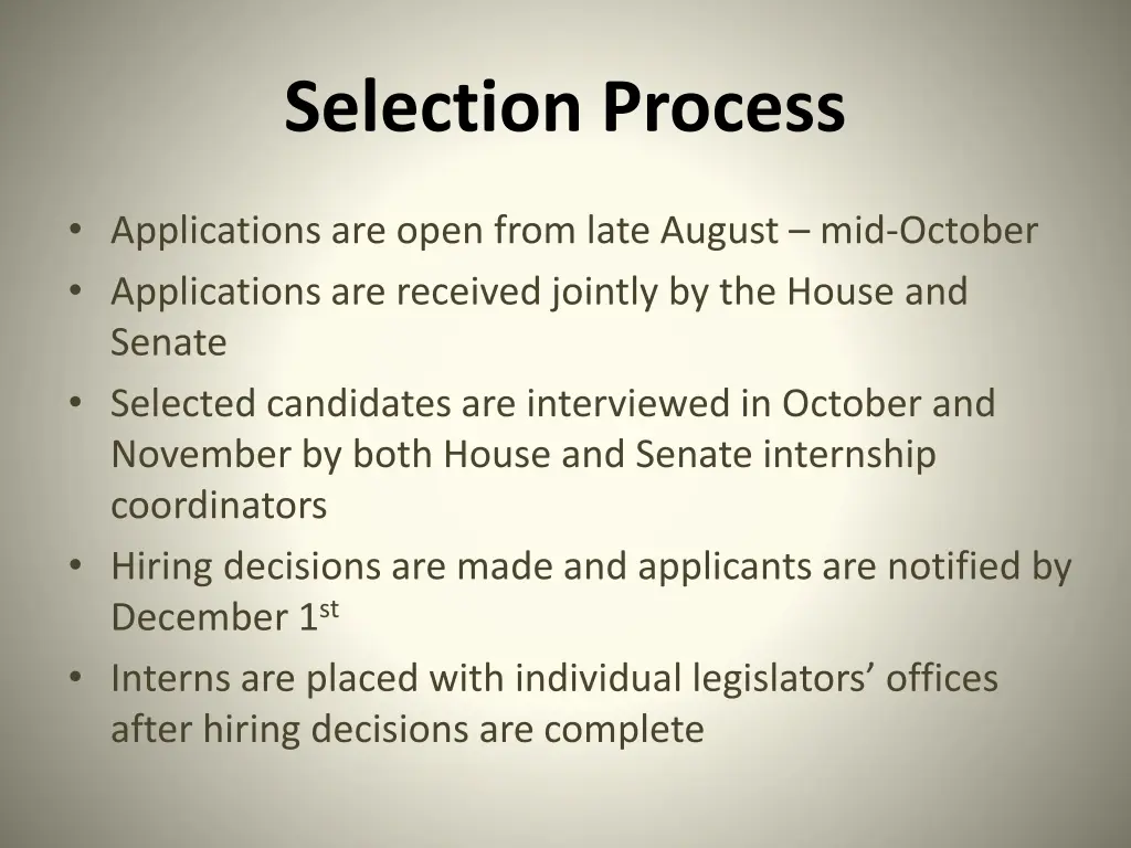 selection process