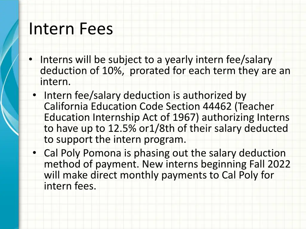 intern fees