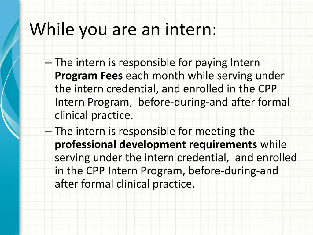 while you are an intern