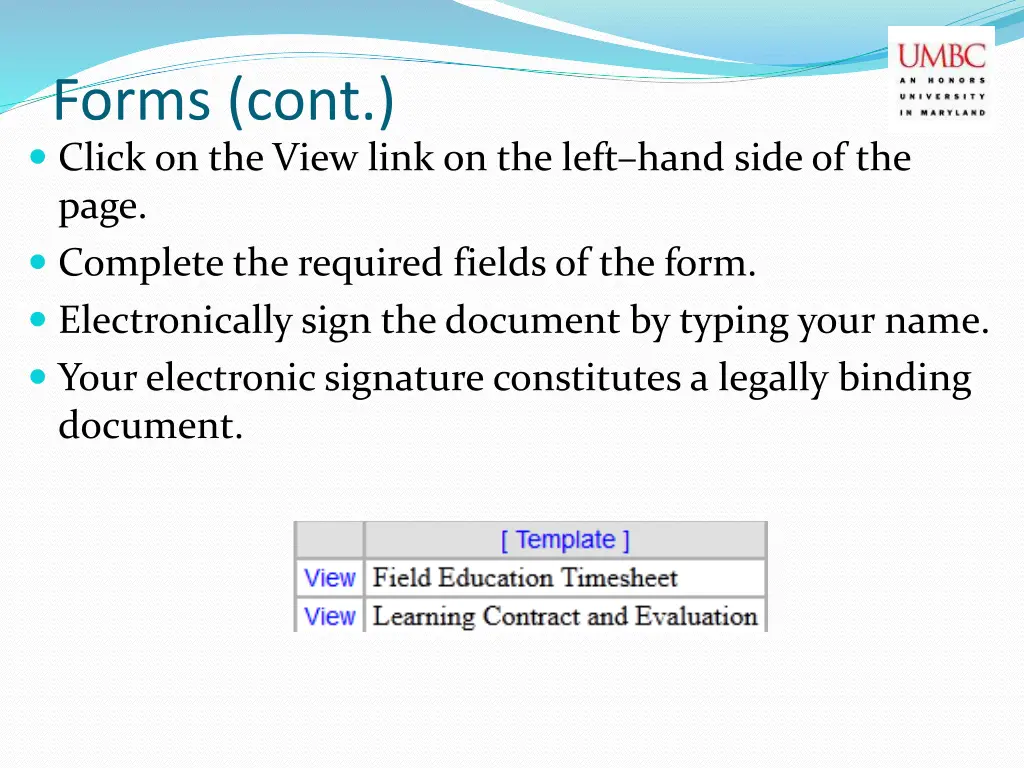 forms cont click on the view link on the left