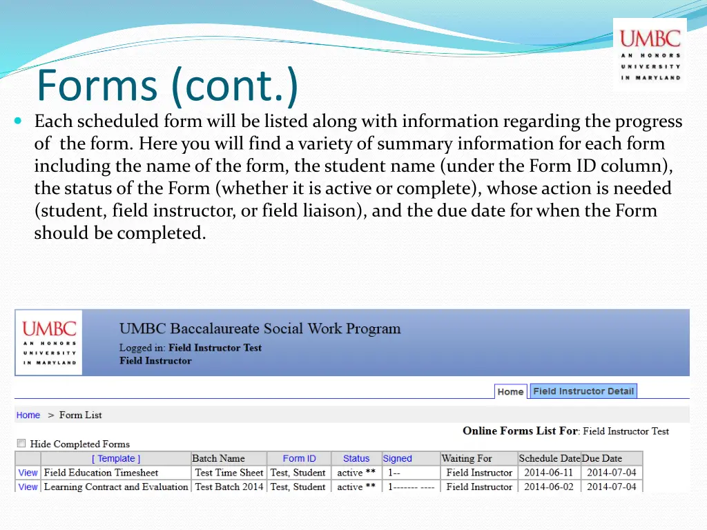 forms cont each scheduled form will be listed