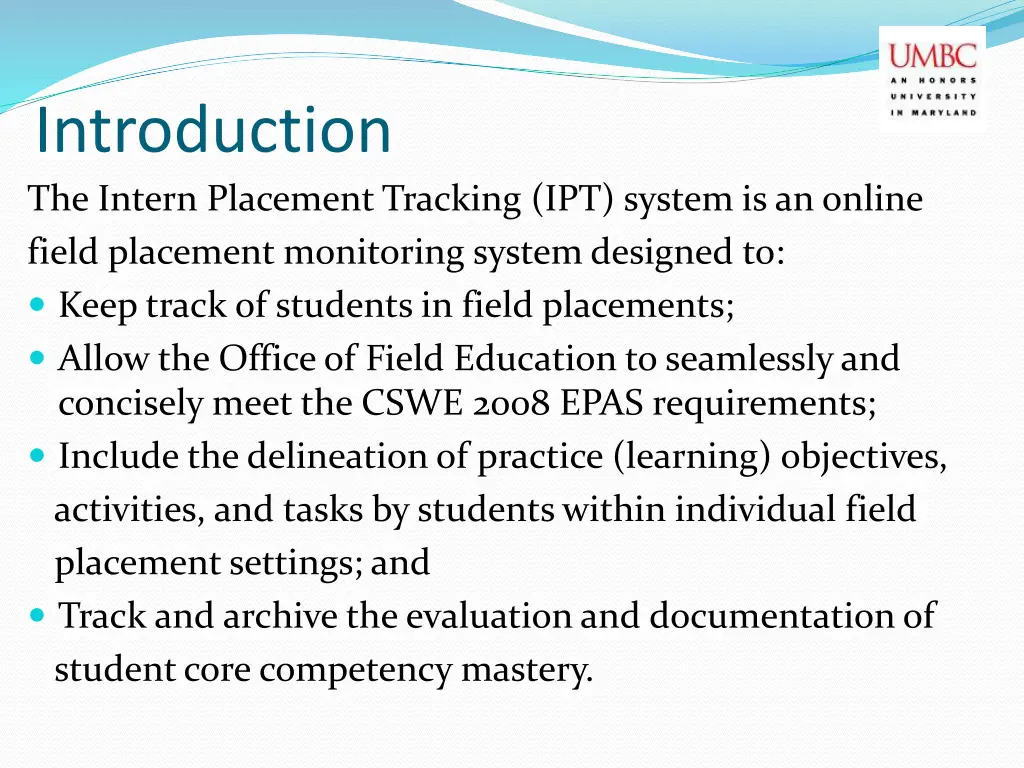 introduction the intern placement tracking