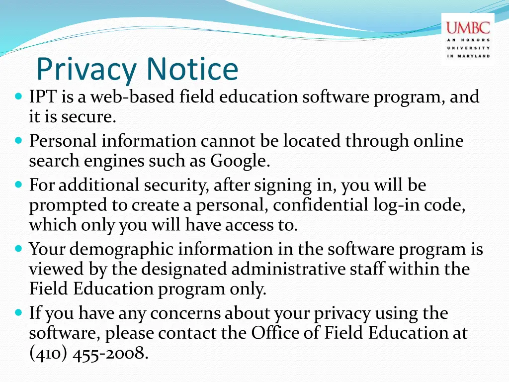 privacy notice ipt is a web based field education