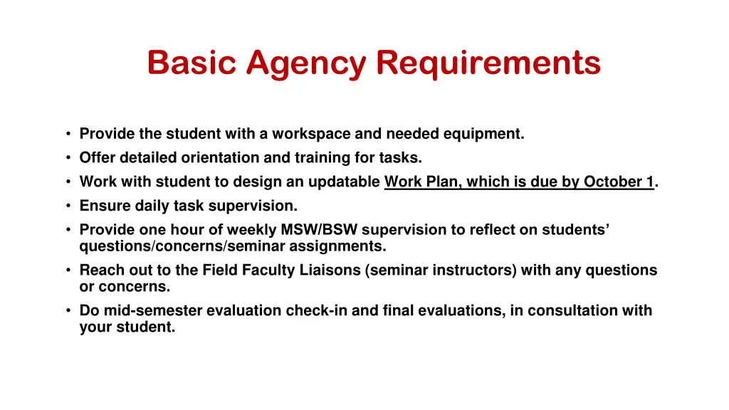 basic agency requirements