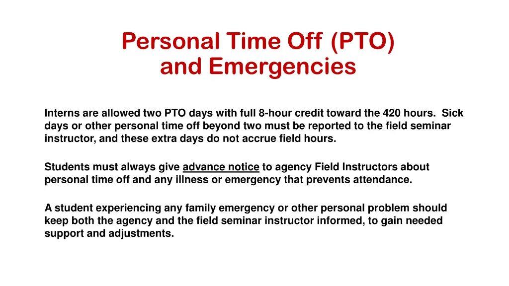 personal time off pto and emergencies