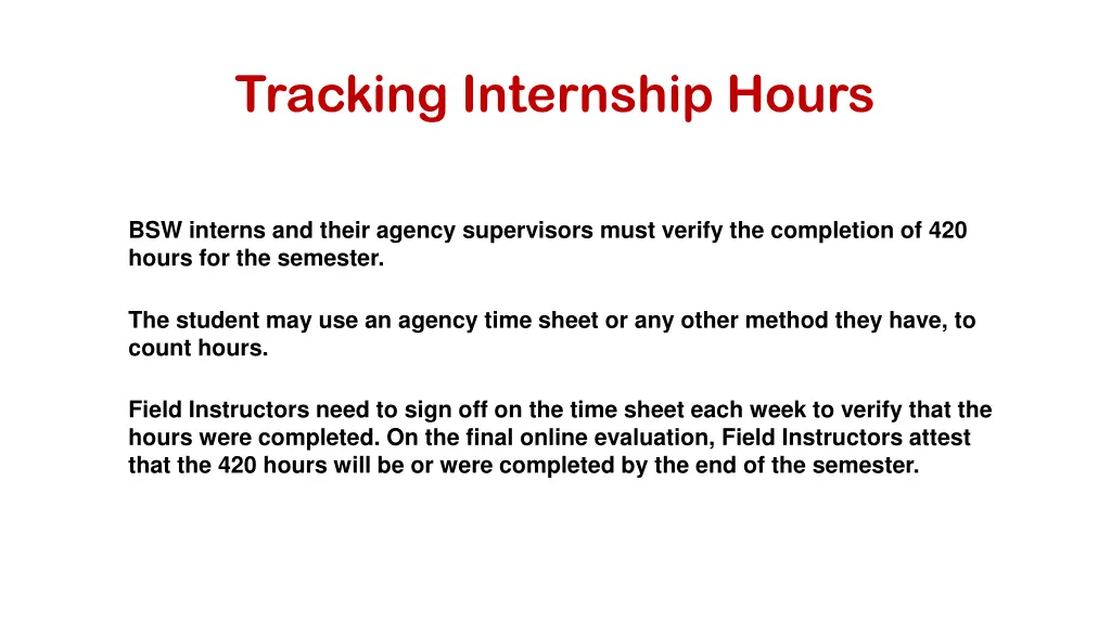 tracking internship hours