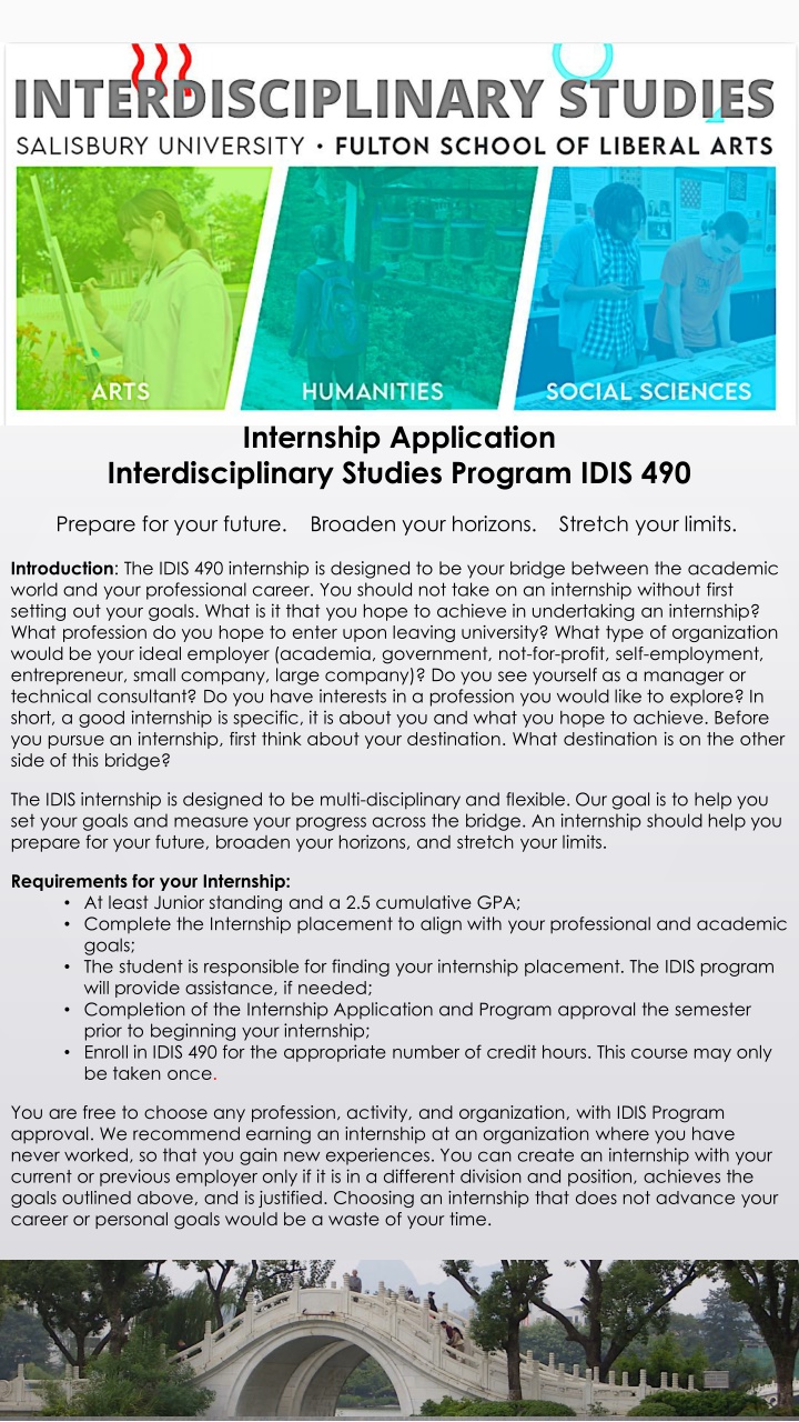 internship application interdisciplinary studies