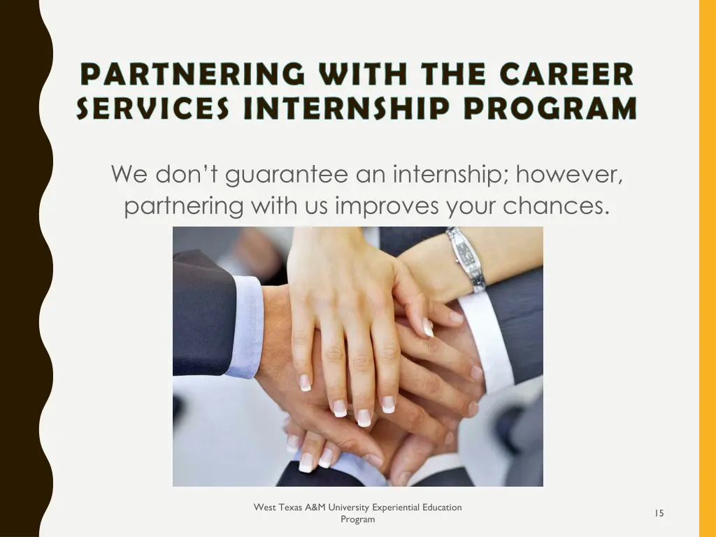 partnering with the career services internship