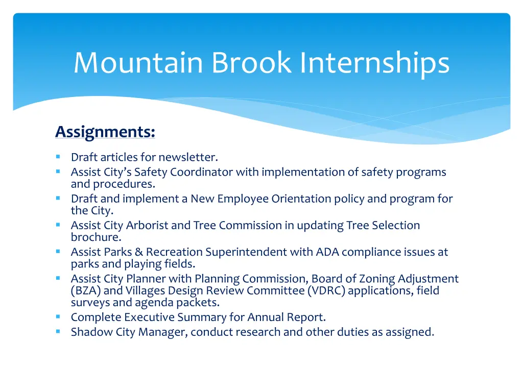 mountain brook internships