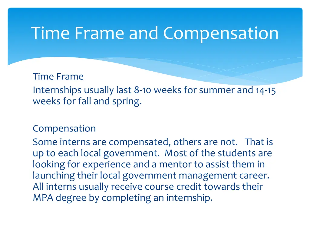 time frame and compensation