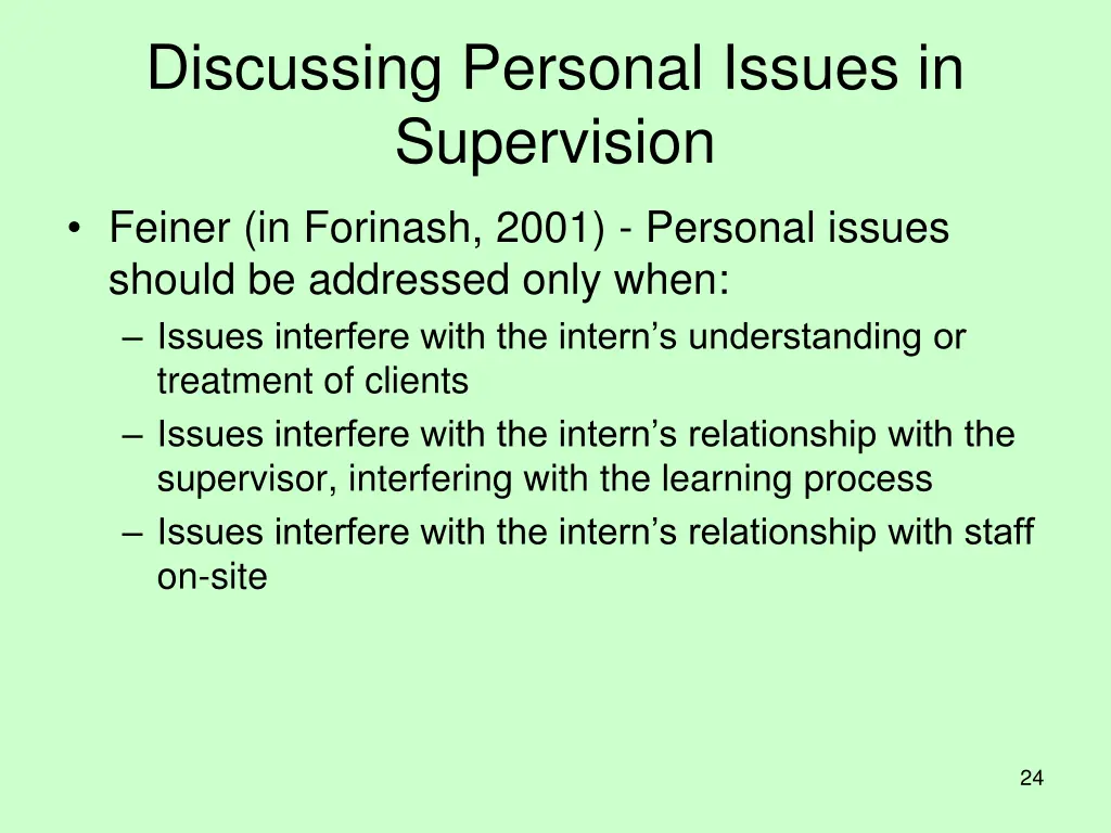 discussing personal issues in supervision