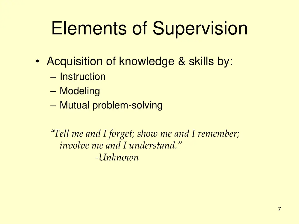 elements of supervision