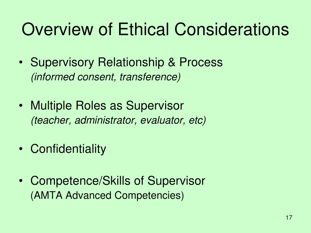 overview of ethical considerations