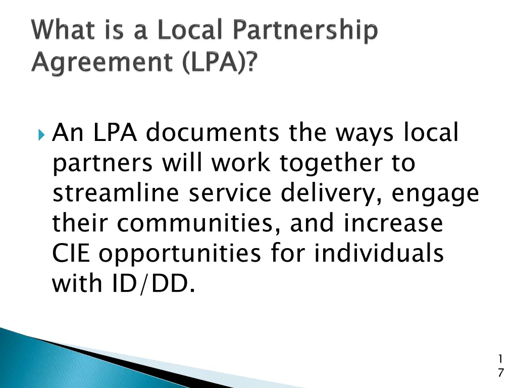 an lpa documents the ways local partners will