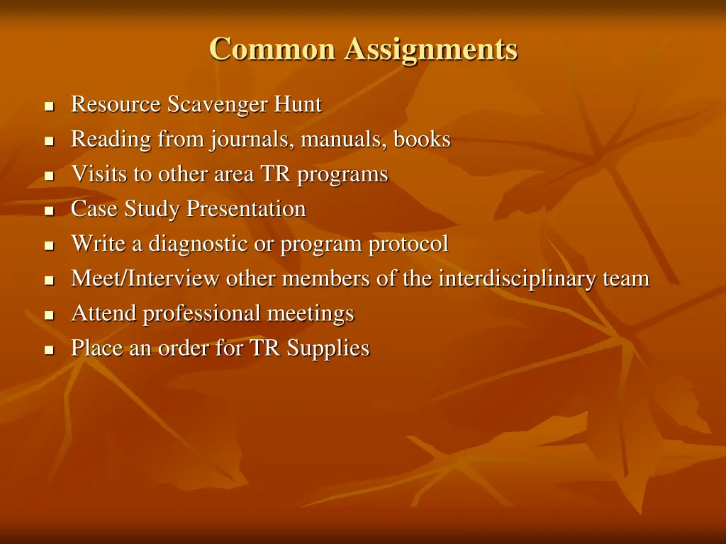 common assignments