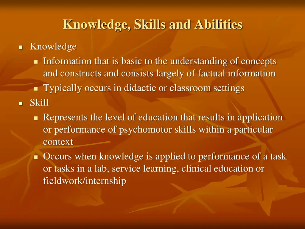 knowledge skills and abilities