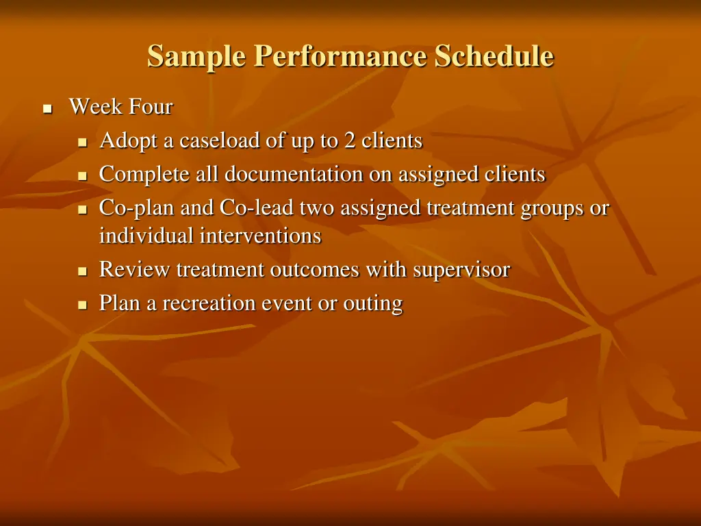 sample performance schedule 1