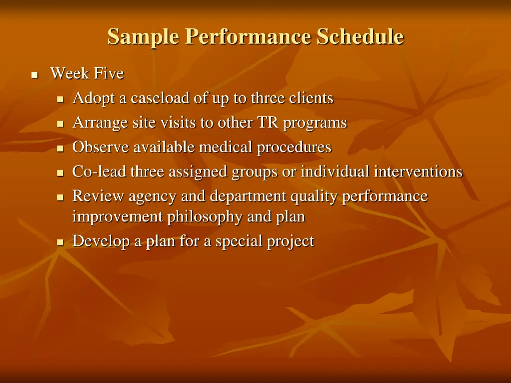 sample performance schedule 2