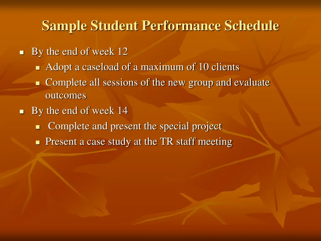 sample student performance schedule 1