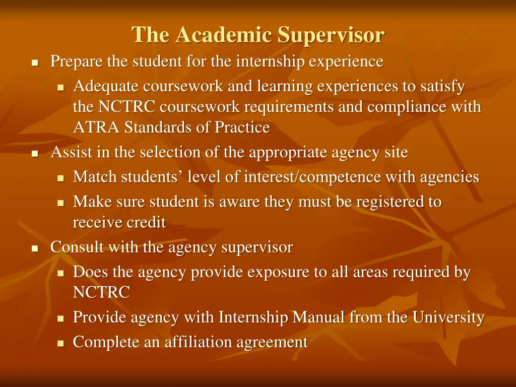 the academic supervisor prepare the student