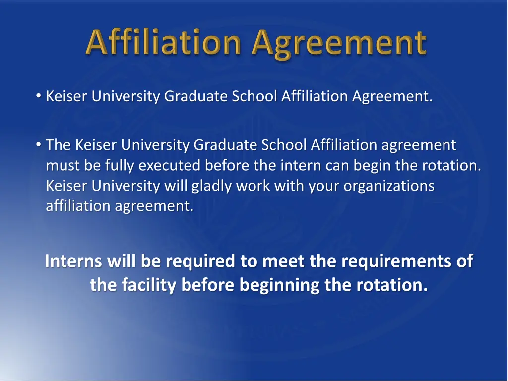 keiser university graduate school affiliation