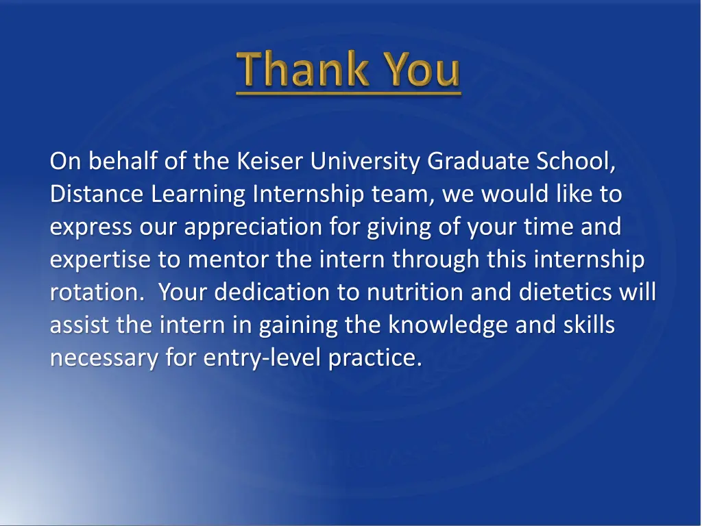 on behalf of the keiser university graduate