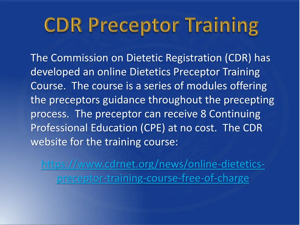 the commission on dietetic registration