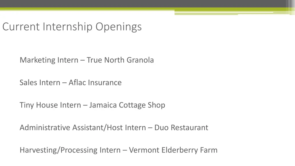 current internship openings