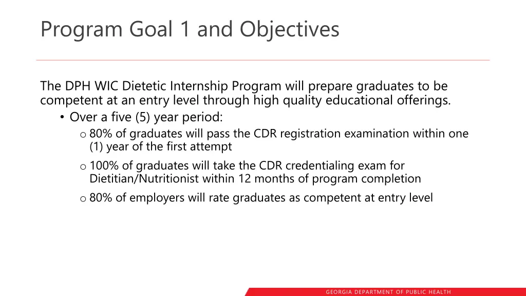 program goal 1 and objectives