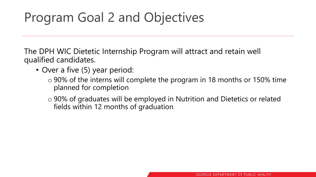 program goal 2 and objectives