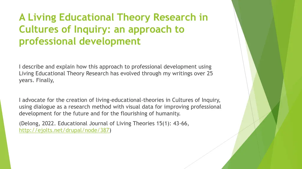 a living educational theory research in cultures