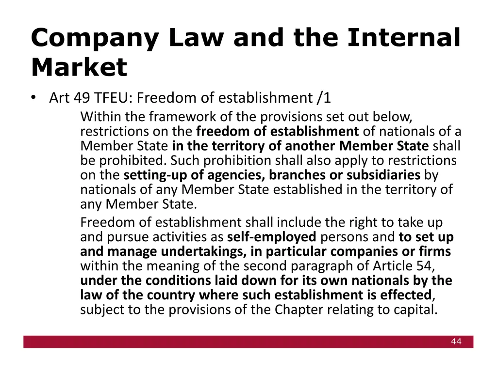 company law and the internal market art 49 tfeu