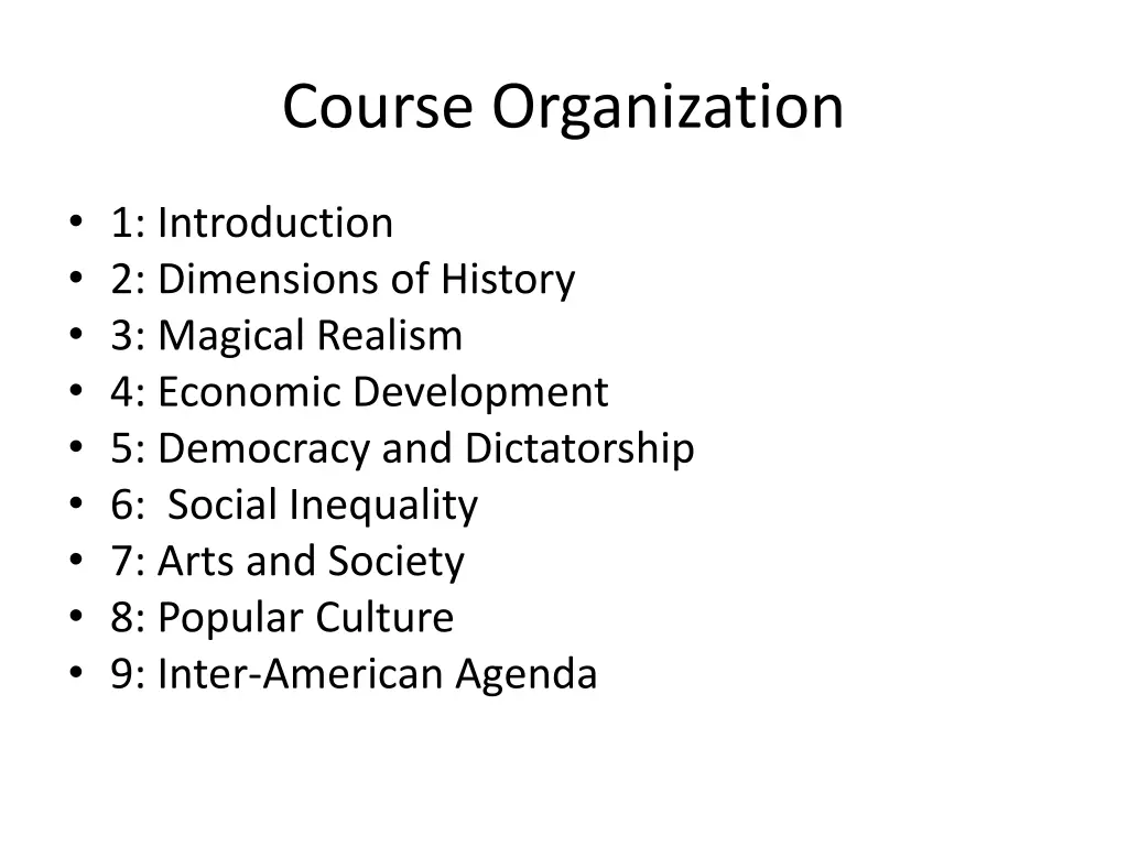 course organization