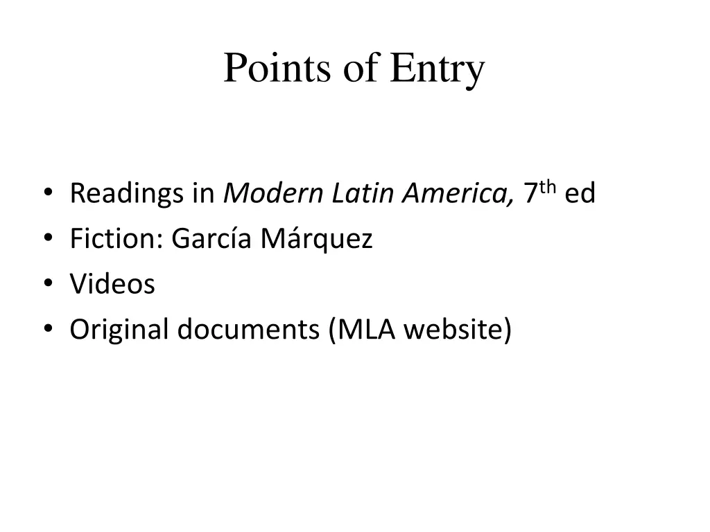 points of entry