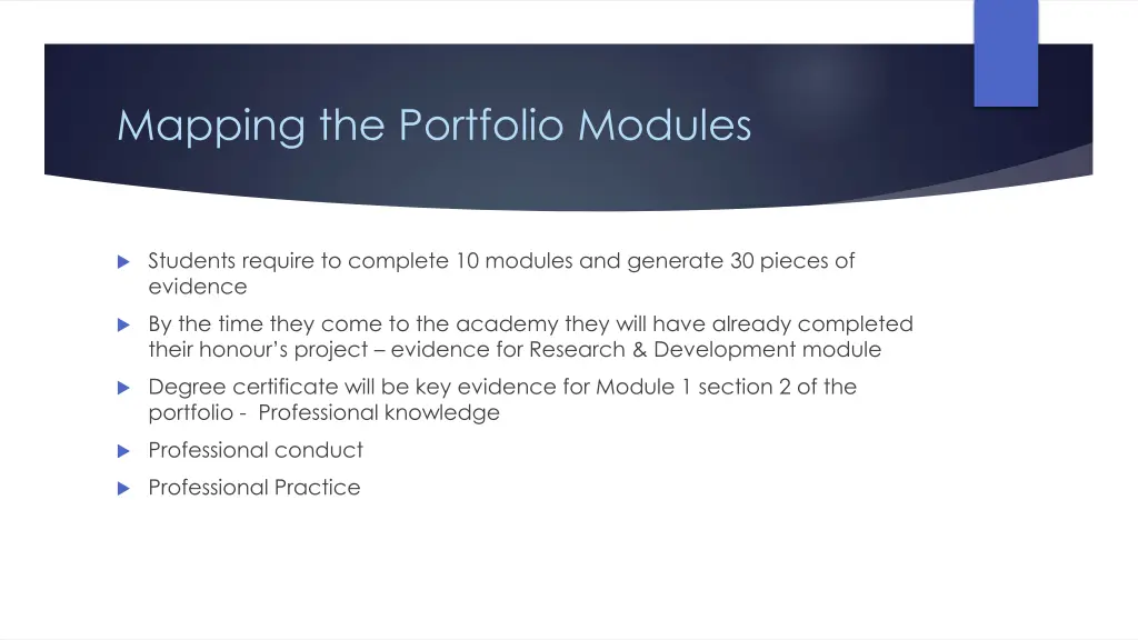 mapping the portfolio modules