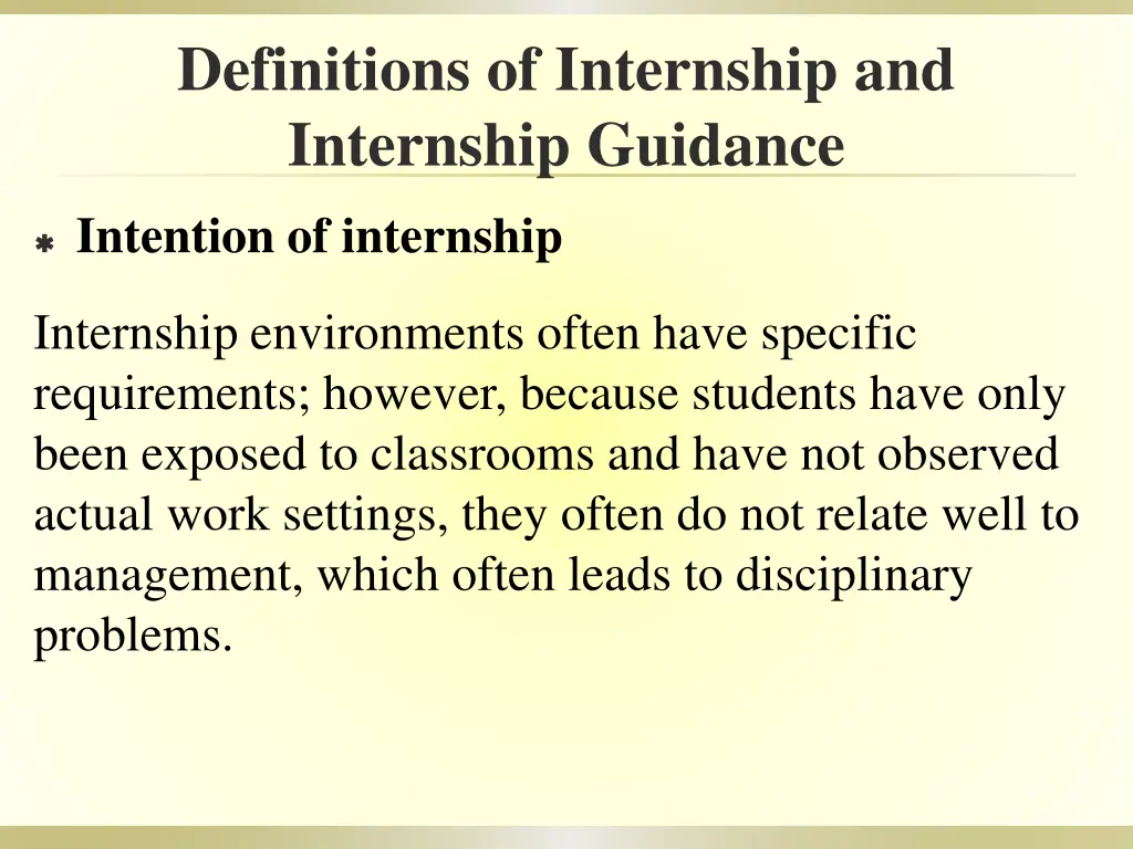 definitions of internship and internship guidance