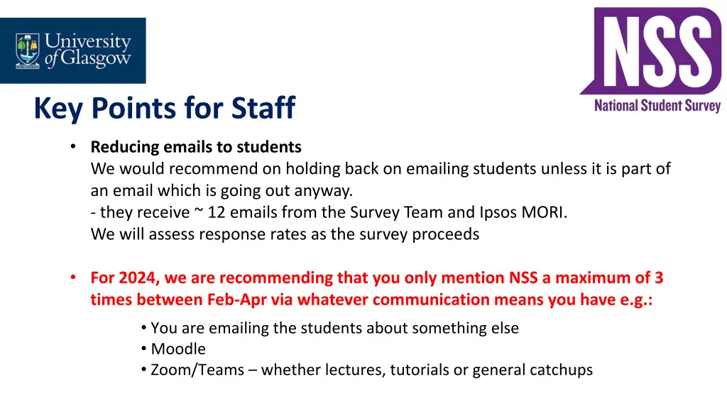 key points for staff