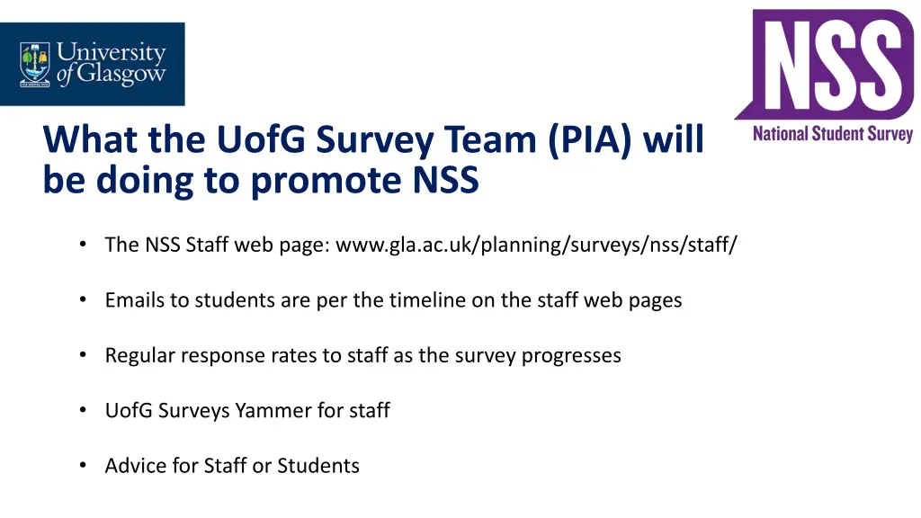 what the uofg survey team pia will be doing