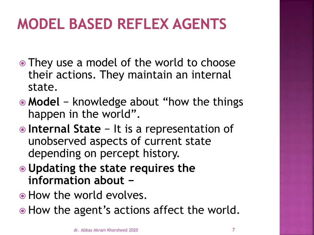 model based reflex agents