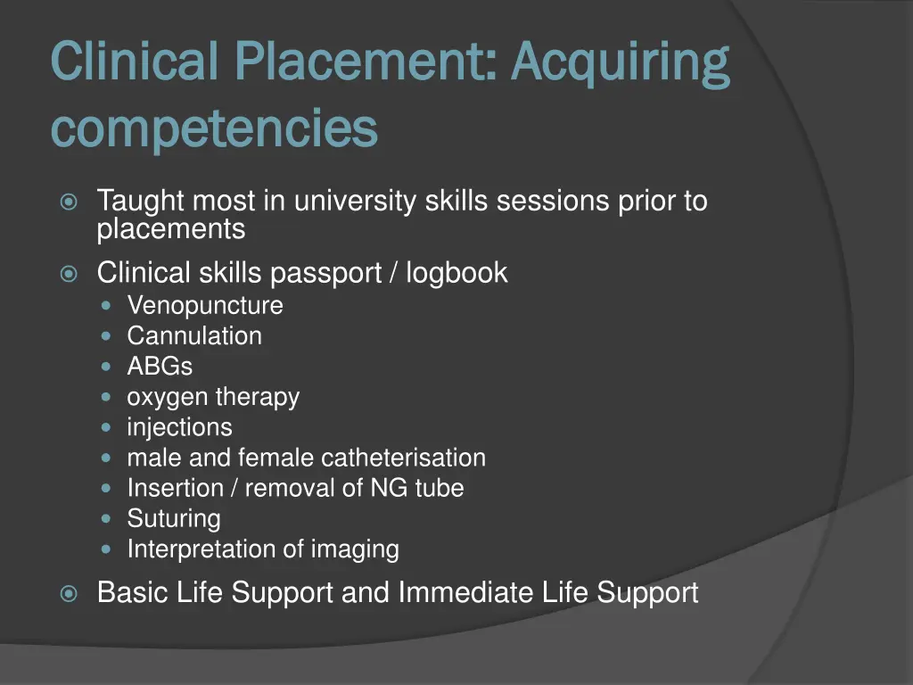 clinical placement acquiring clinical placement