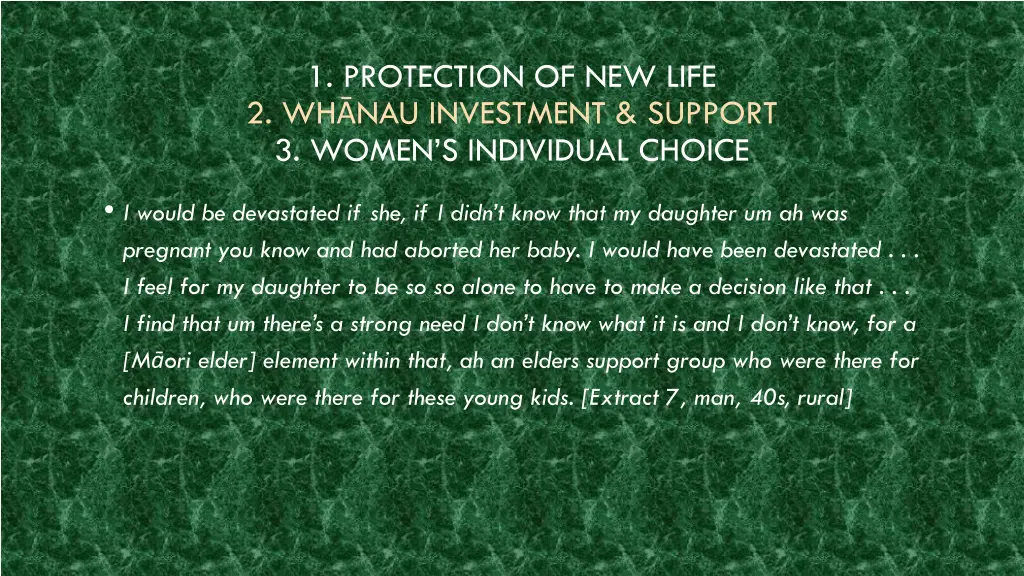 1 protection of new life 2 wh nau investment 1