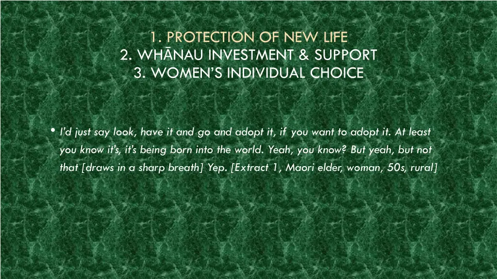 1 protection of new life 2 wh nau investment