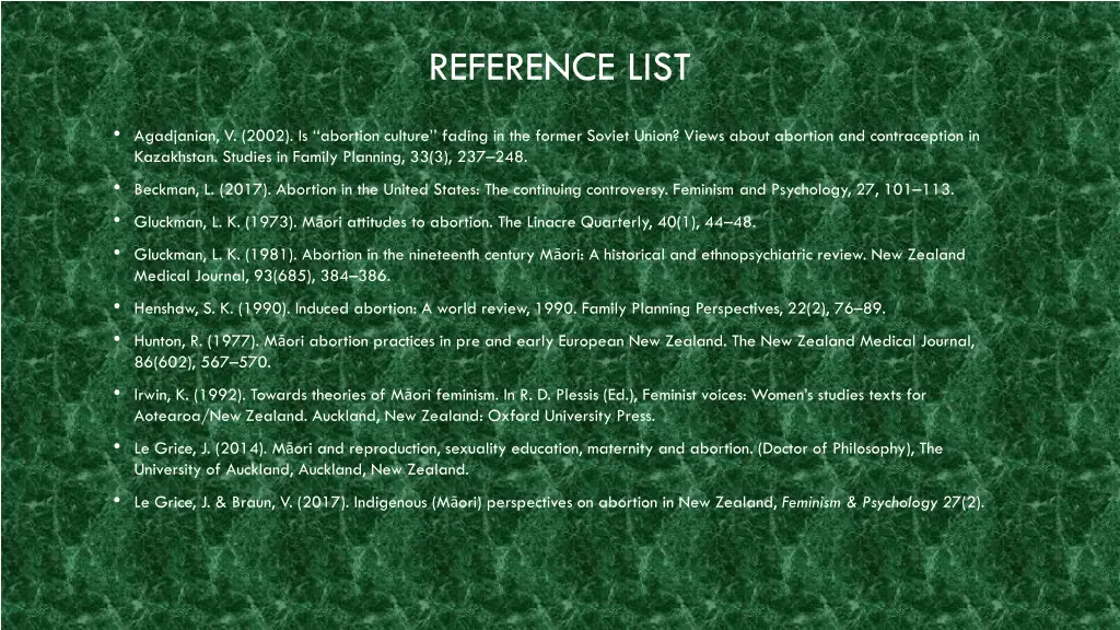 reference list