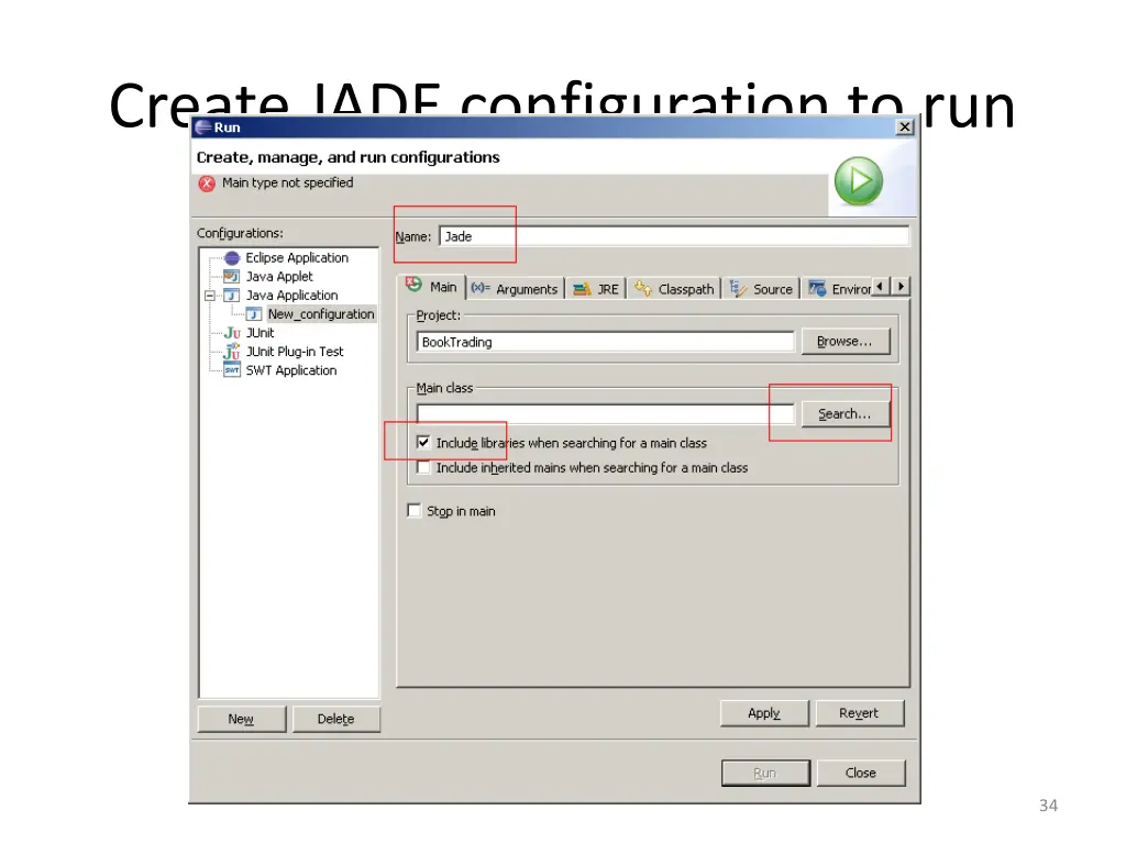 create jade configuration to run 1