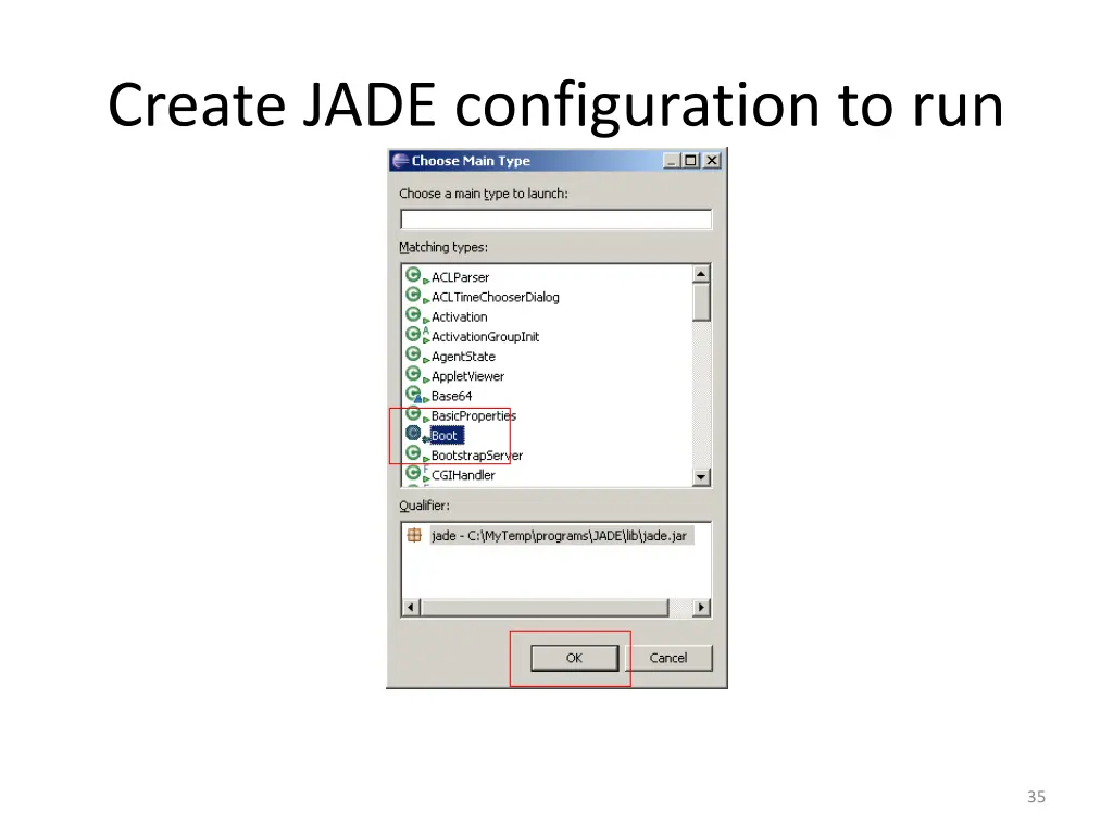 create jade configuration to run 2