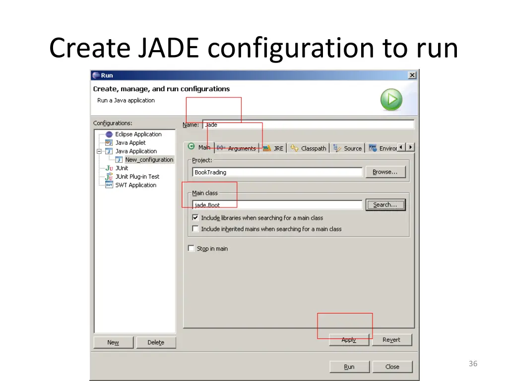 create jade configuration to run 3